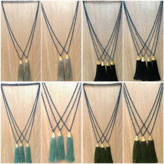 free shipping fashion necklace tassels golden bronze caps handmade bali